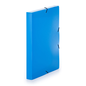 Krabice na spisy A4 3 klopy s gumou neprůhledný PP - modrá/azur