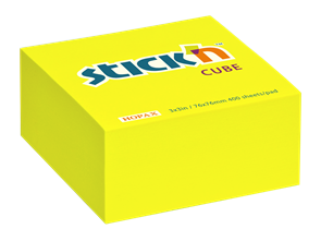 Samolepicí kostka Stick'n 76 × 76 mm, 400 lístků, neonově žlutá