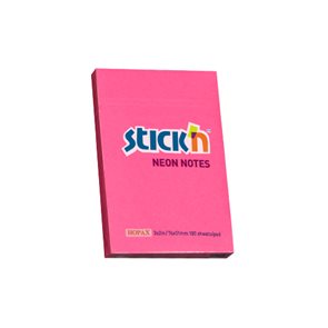 Samolepicí bloček Stick'n 76 × 51 mm, 100 lístků, neonově růžový
