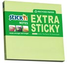 Samolepicí bloček Stick'n Extra Sticky 76 × 76 mm, 90 lístků, recyklovaný pastelově zelený