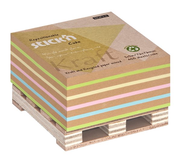 Levně Samolepicí bloček Stick'n Kraft 76 × 76 mm, 400 lístků, mix barev, na paletce, Sleva 29%