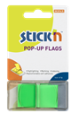 Plastové samolepicí záložky Stick'n POP-UP 45 × 25 mm, 50 lístků, neonově zelené