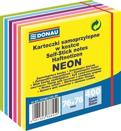 Donau samolepicí bloček 76 × 76 mm 400 listů - mix neon barev, Sleva 12%