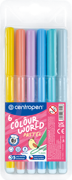 Centropen Popisovač COLOUR WORLD 7550 trojboký - sada 6 pastelových barev, Sleva 4%