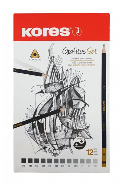 Levně Kores Grafitos Set Trojhranné grafitové tužky - 12 tvrdostí