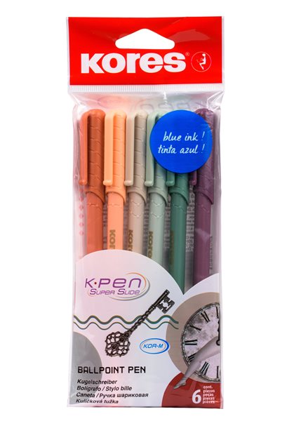 Kores Kuličkové pero K0 Pen Vintage Style 1 mm - sada 6 retro barev, Sleva 13%