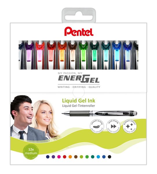 Levně Pentel EnerGel BL77 Gelový roller 0,7 mm - sada 12 barev
