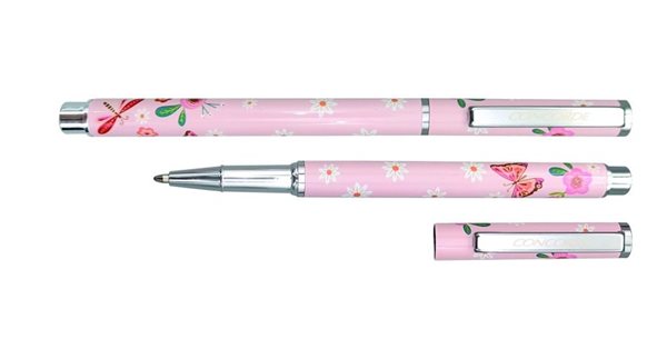 Kuličkové pero CONCORDE Zora 1 mm - růžové tělo s motýly, Sleva 30%