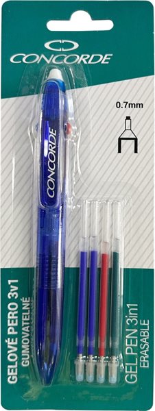 Gelové pero CONCORDE Trix 3v1 tříbarevné gumovatelné + 4 ks náplně, Sleva 20%