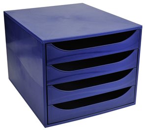 Zásuvkový box plastový, 4 přihrádky - tm.modrá