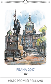 Kalendář nástěnný 2017 - Praha akvarel mini