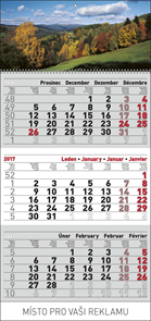 Kalendář nástěnný tříměsíční 2017 - Krajina