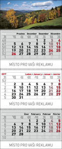 Kalendář nástěnný tříměsíční spirálový 2017 - Krajina