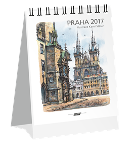 Kalendář stolní 2017 - Praha akvarel micro-mini
