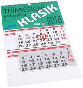 BOBO Kalendář nástěnný tříměsíční KLASIK 2018