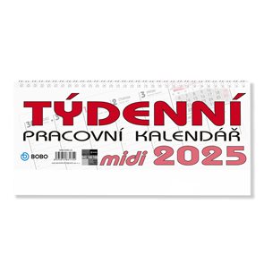 BOBO Kalend&#225;ř stoln&#237; 2025 pracovn&#237; MIDI, t&#253;denn&#237;, sloupcov&#253;