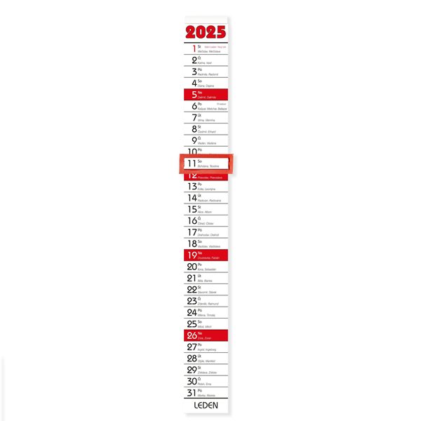 BOBO Kalendář nástěnný 2025 vázanka úzká