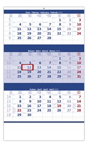 Kalendář nástěnný 2019 - Tříměsíční modrý