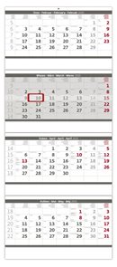 Kalendář nástěnný 2020 - Čtyřměsíční skládaný šedý