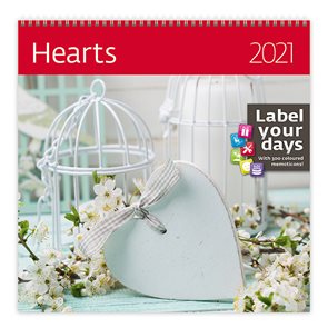 Kalendář nástěnný 2021 Label your days - Hearts