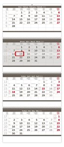 Kalendář nástěnný 2022 - Čtyřměsíční skládaný šedý