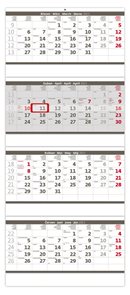 Kalendář nástěnný 2023 - Čtyřměsíční skládaný šedý