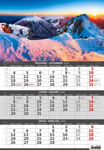 Kalendář nástěnný 2024 - Hory – 3měsíční/Hory – 3mesačné