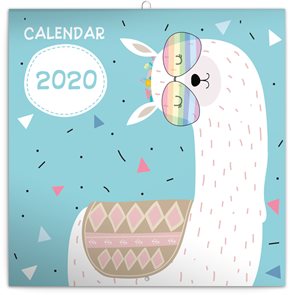 Nástěnný poznámkový kalendář 2020, 30 × 30 cm - Šťastné lamy