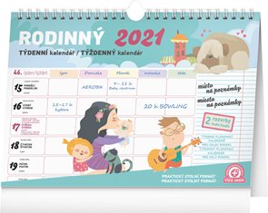 Týdenní rodinný plánovací kalendář 2021 s háčkem, 30 × 21 cm