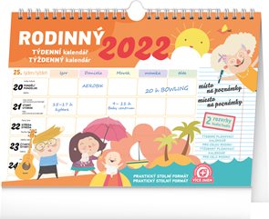 Týdenní rodinný plánovací kalendář 2022 s háčkem, 30 × 21 cm