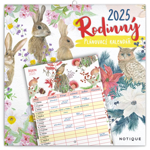 Rodinný plánovací kalendář 2025 nástěnný
