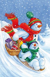 Stil Vánoční sáček s křížovým dnem 24,5 × 38 cm - Sněhuláci s dárky
