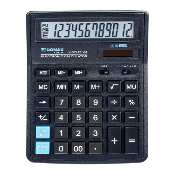 kancelářská kalkulačka Donau TECH 4121, 12místná - černá, Sleva 66%