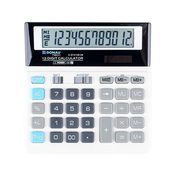 Levně kancelářská kalkulačka Donau TECH 4126, 12místná - bílá, Sleva 76%