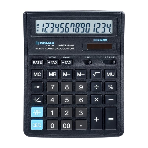 kancelářská kalkulačka Donau TECH 4141, 14místná - černá, Sleva 76%
