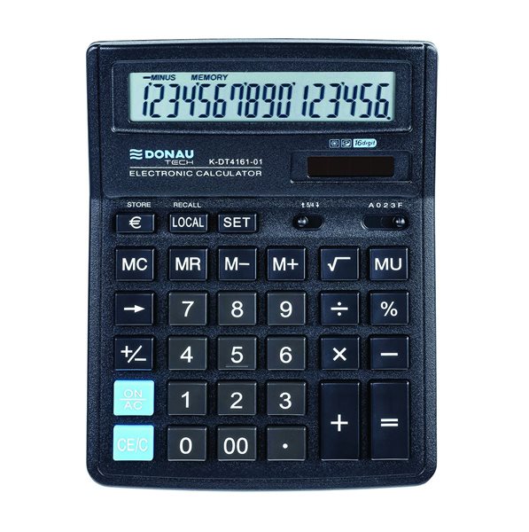 kancelářská kalkulačka Donau TECH 4161, 16místná - černá, Sleva 76%