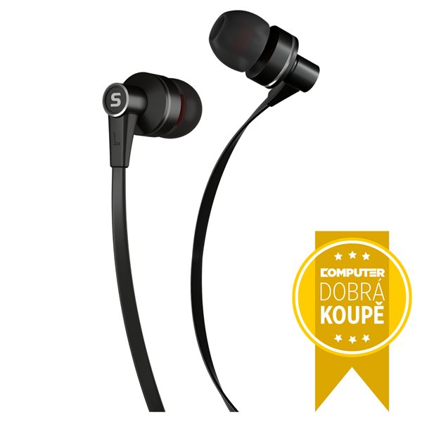 Levně Kovová sluchátka do uší s mikrofonem Sencor SEP 300 - černá