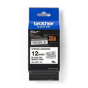 Páska Brother 12 mm × 8 m, bílá-černá, pevná