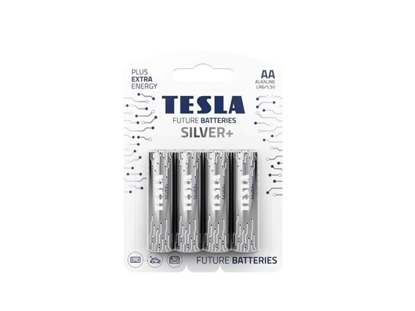 Levně Alkalická tužková baterie AA Tesla SILVER+ 4 ks, blistr