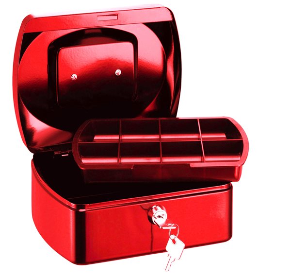 Levně RON Kovová pokladna 15,5 × 12 × 8 cm - červená