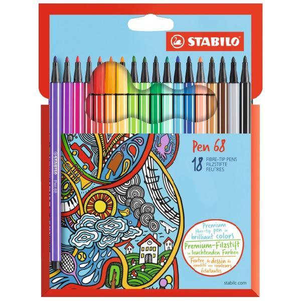 Levně STABILO Pen 68 Vláknový fix - sada 18 barev