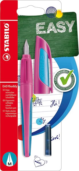 STABILO EASYbuddy Ergonomické školní plnicí pero - růžová/světle modrá, blistr