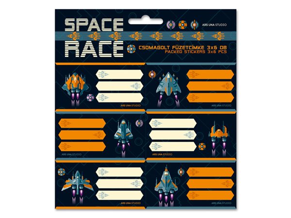 Jmenovky na sešit Ars Una - Space Race, 3 × 6 ks, Sleva 5%