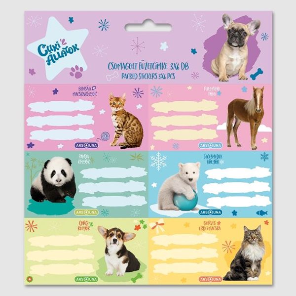 Jmenovky na sešit Ars Una - Cute Animals