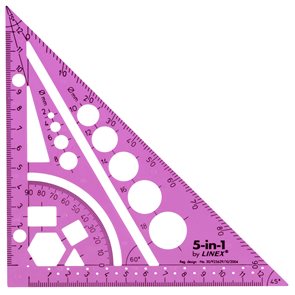 LINEX Multifunkční pravítko trojúhelník 5 v 1 - růžová