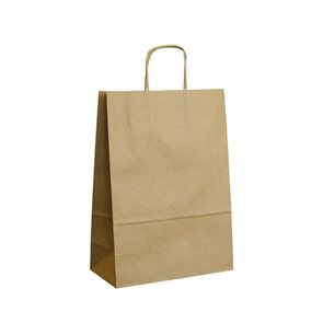 Papírová taška s krouceným uchem 32 × 12 × 41 cm, 100 g - hnědá