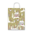 Vánoční dárková taška Fantasia Winter 16 × 21 × 8 cm - zlatá