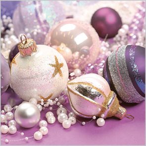 Stil Ubrousky 33 x 33 - Vánoční ozdoby fialovo-stříbrné