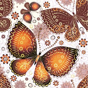 Stil Ubrousky 33 x 33 dekorativní - motýli - oranžová