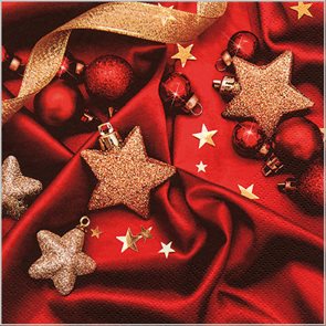 Stil Ubrousky 33 × 33 Vánoce - Červené s ozdobami